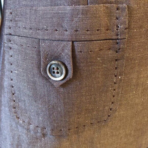 Tahari Arthur S. Levine Vintage 3 Button Linen Poly Visc Lined Blazer Brown Sz 8 - Picture 3 of 5